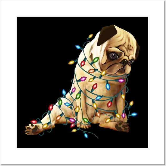 Pug lovers christmas time Wall Art by Collagedream